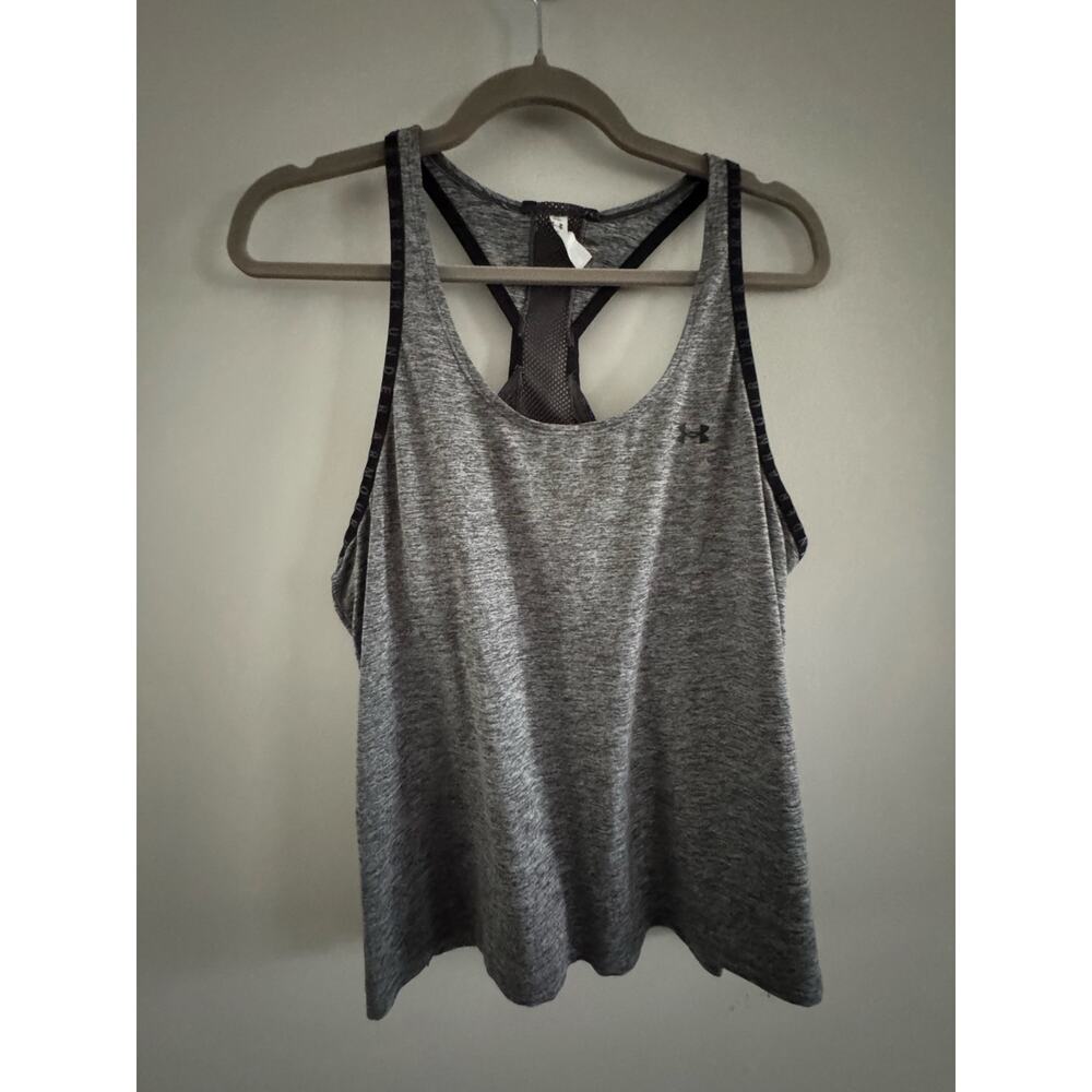 Under Armour HeatGear Gray Racerback Athletic Tank Top Women’s Large